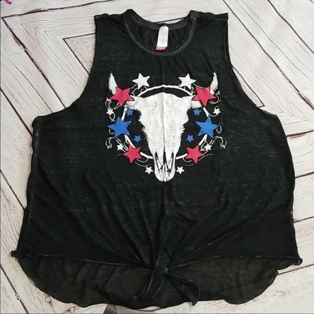 Fits Medium❣️ XL / XXL Sheer ⚫ Patriotic Bull Skull Punchy Tie